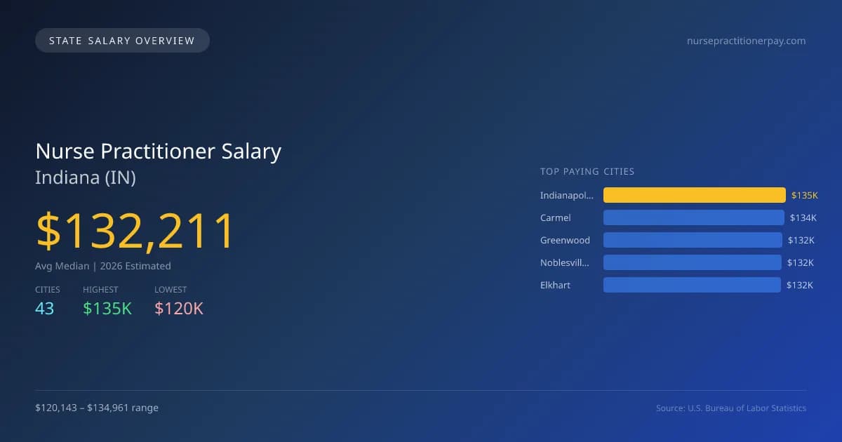 Nurse Practitioner Salary in Indiana - 2025 BLS Data Infographic