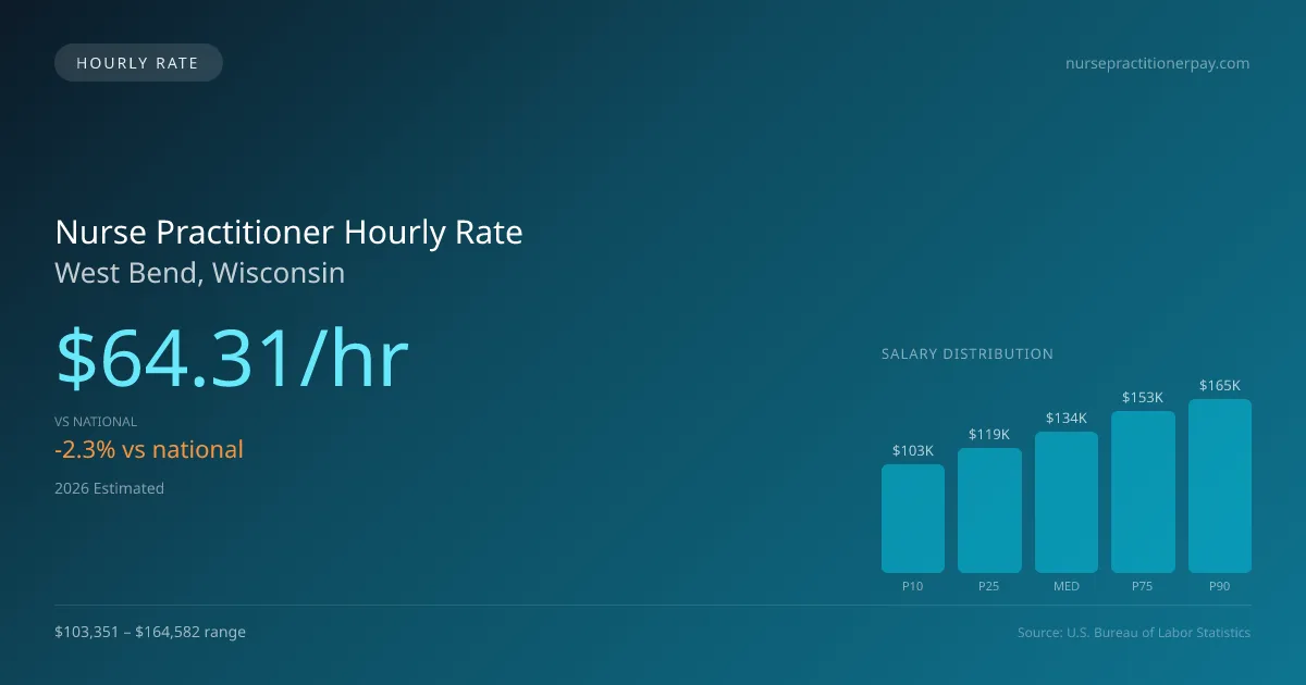 Nurse Practitioner Hourly Rate in West Bend, WI — 2026 est., based on 2025 BLS
