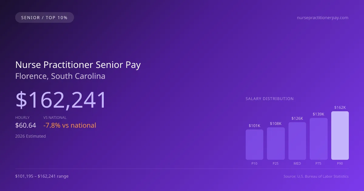 Nurse Practitioner Senior Salary in Florence, SC — 2026 est., based on 2025 BLS